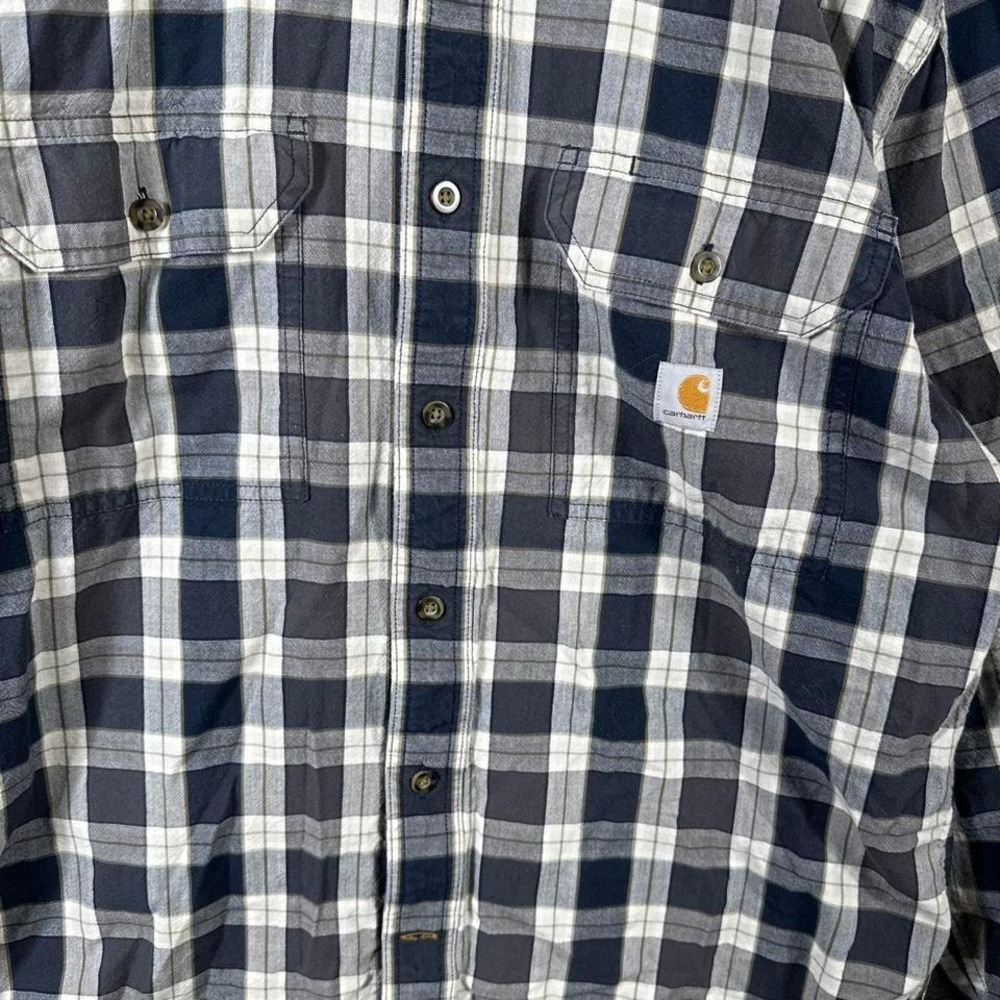 Carhartt Plaid Shirt Men's Medium Workwear Loose Fit Long Sleeve blue - Picture 3 of 7